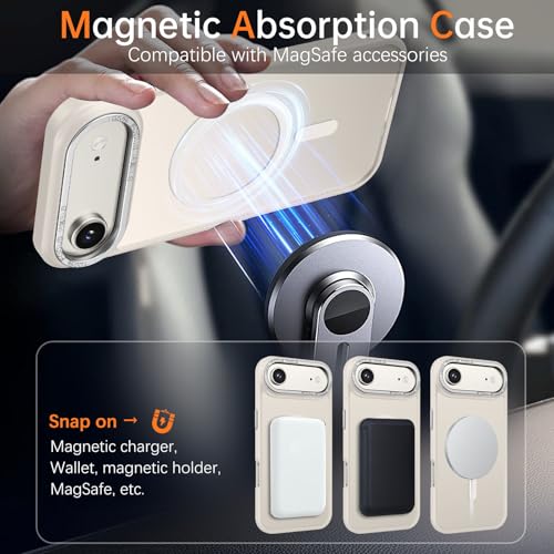Image of YINLAI for iPhone Air Case 6.5-inch,Magnetic Compatible with MagSafe, Slim Matte Anti-Fingerprint, Shockproof Full Body Military Grade Protection for iPhone Air Cover, Light Gold