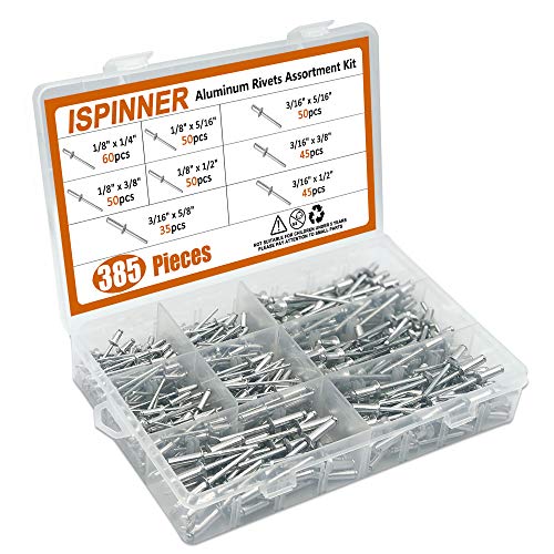 Ispinner ALUMINUM RIVETS-385PCS 385Pcs 8 Sizes Aluminum Blind Rivets, Pop Rivets Assortment Kit thumb #2