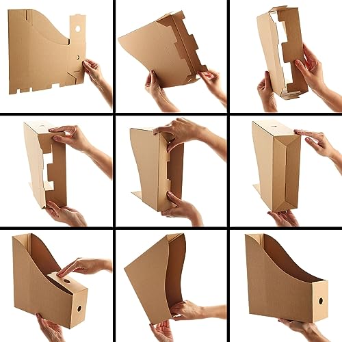 Juvale FZEPP 8-Pack Kraft Paper Material Cardboard Magazine File Holder Boxes With Labels - Desk Organizer thumb #6