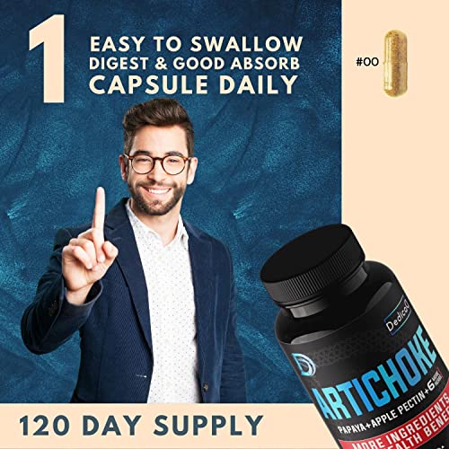 Dedicad Artichoke Leaf Supplement 6650Mg Extract - 9In1 Combined Papaya, Apple Pectin, Ginger Root, Fennel Seed & More - Supports Immune & Digestion Health - 4 Month Supply - Non-Gmo, Gluten Free #TOP3