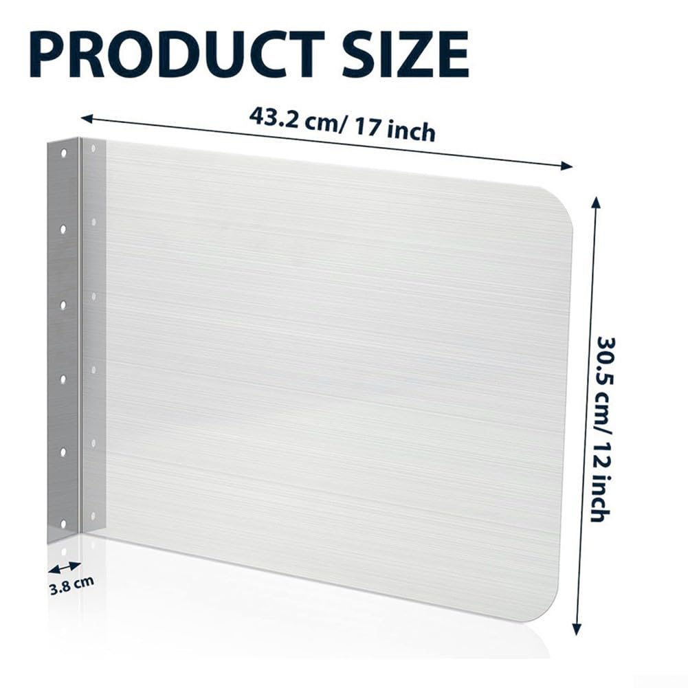 Stainless Steel Side Splash Guard Set Kitchen Sink Backsplash Panel Wall Mounted Water Barrier Shield Protection Board With Installation Screws For Bathroom Counter(17 * 12inch)