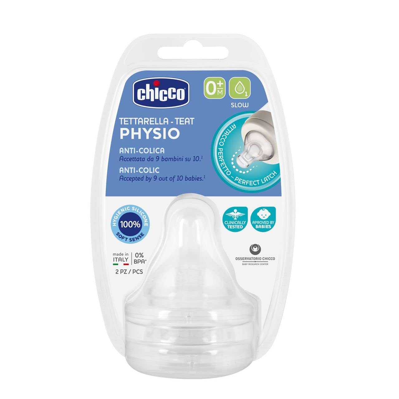 Chicco Physio 2 Teats Slow Flow 0 Months and +