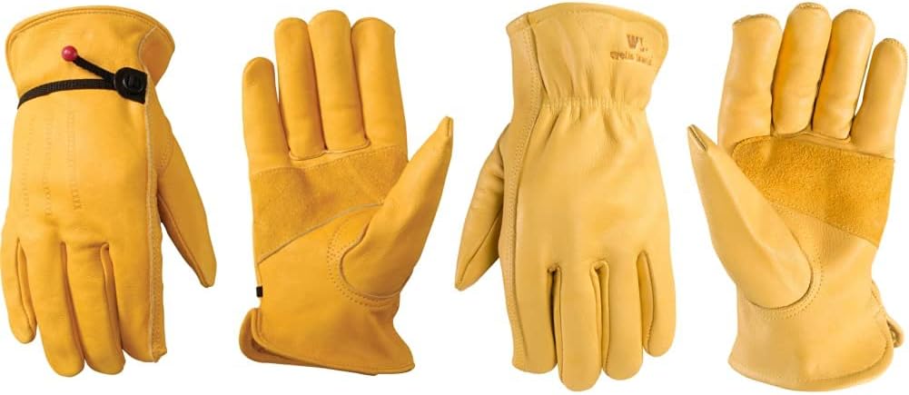 Wells Lamont Men's Cowhide Leather Work Gloves with Wrist Closure (Large) | Tan