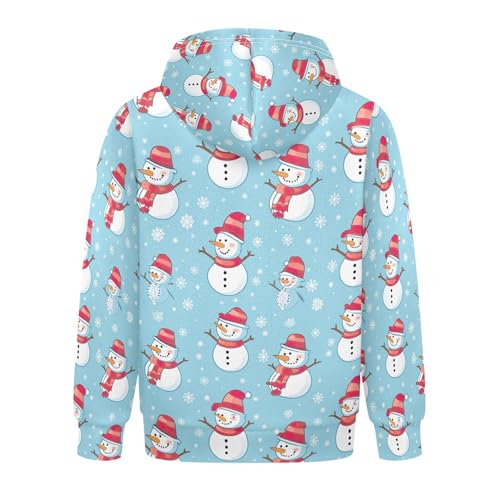 Kids Hoodies Sweaters Christmas Xmas Snowman Hooded Sweatshirts with Big Pockets for Boys Girls B04000682