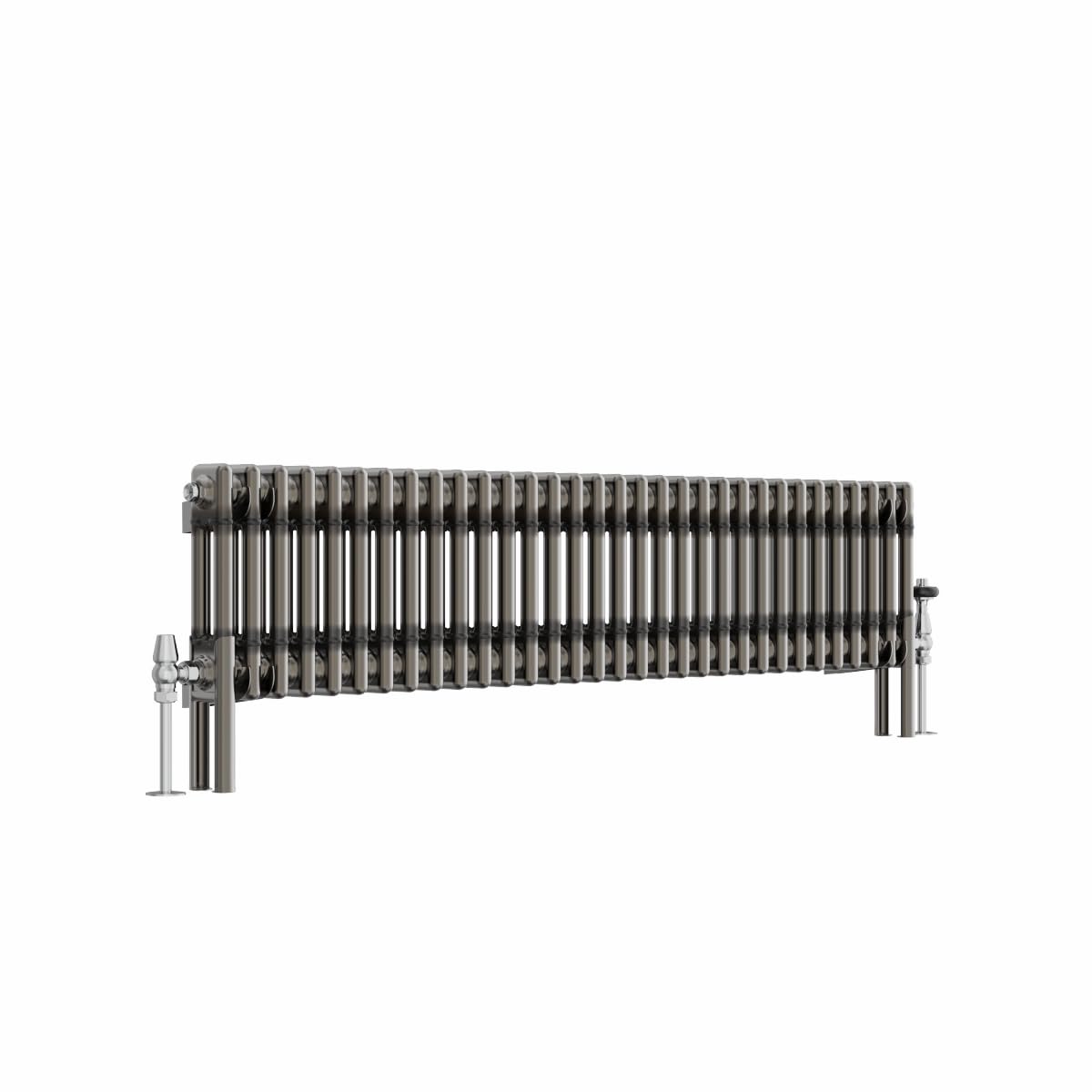 Blümme 300 x 1460mm Bathrooms Raw Metal Radiator Traditional Cast Iron Style Double Column Horizontal Central Heating Radiators