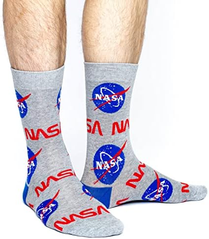 Good Luck Sock Men's NASA Socks, Gray, Adult, Shoe Size 7-12 - 1