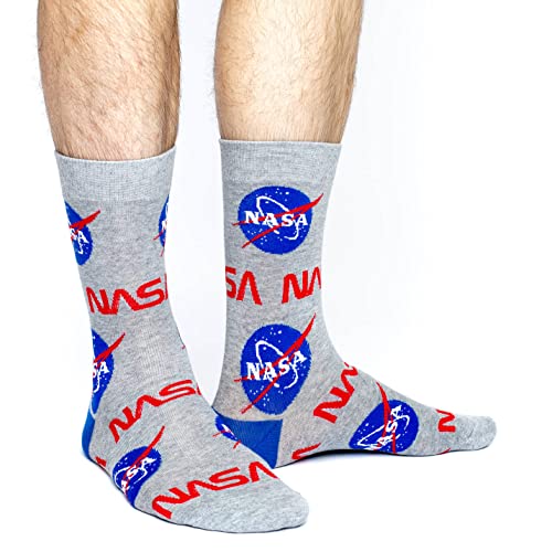 Good Luck Sock Men's NASA Socks, Gray, Adult, Shoe Size 7-12
