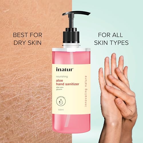 Image of inatur Aloe Hand Sanitizer Gel 500ml Combo | Alcohol-Based, Kills 99.9% Germs | Antibacterial Disinfectant with Aloe Vera | Gentle on Skin, Safe for Surfaces | Hand Sanitizer 500ml for Protection