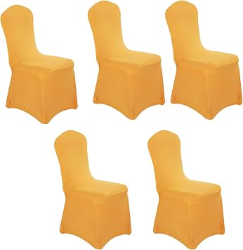 5 Piece Banquet Chair Covers Set Elegant Polyester Fabric Elastic Fit For Weddings Parties And Formal Event Reusable Washable Design Reusable Chair Cover
