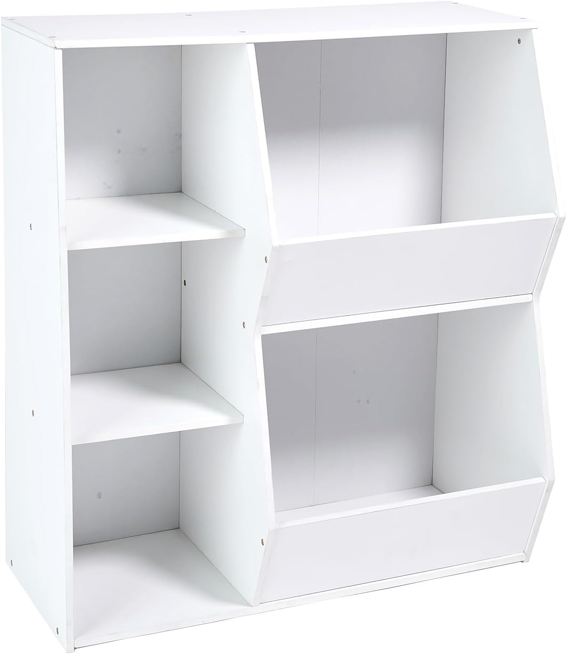 Badger Basket Side-by-Side Combo Bin Unit and Book Shelf for Kids - Toy Storage Cubby Organizer with Shelves and Bins - Gray