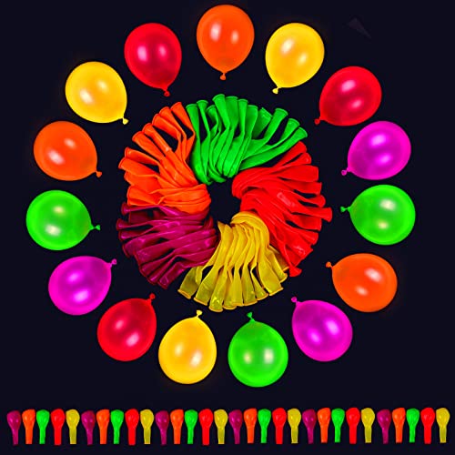 Rubfac 160Pcs Uv Neon Balloons, 12Inch, 5 Colors, Glow Balloons, Fluorescent Latex Neon Balloons, Glow Party, Birthday, Wedding Supplies #TOP27