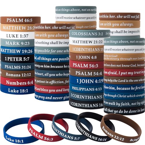 QEERBSIN Bible Verses Bracelets Christmas Religious Silicone Bracelets Rubber Bible