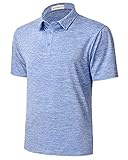 Wancafoke Dry Fit Short Sleeve Golf Shirts for Men Moisture Wicking Performance Slim Fit Polo T Shirt Blue Medium