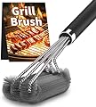 PePeng BBQ Grill Cleaning Brush, Heavy Duty Grill Cleaning Brush for Outdoor Grill, 3-Branch Stainless Steel Bristles Cleaner for Easier and Effective Clean, BBQ Tools for Gas/Charcoal Grilling Grates