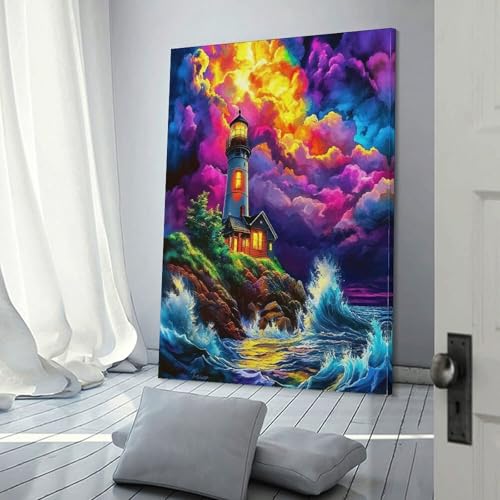 Affiche pour salon et chambre avec impression sur toile phare TDSNKAVHB 50x75cm