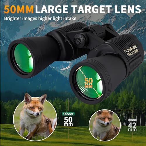 Image of 20X50 Binoculars for Adults High Powered with Low Light Vision, Bright BAK 4 Glass, Bird Watching, Safari, Trekking Waterproof & Easy Focusing Compact & Lightweight
