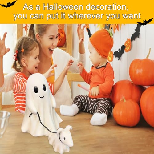 Gxlaihly Ghost Walking Dog Statue, 15 cm Halloween Ghost Walking Dog Statue, Lustige Geisterfigur Mit Hund, Halloween Ornament Home Outdoor Decor (Mann-15CM)