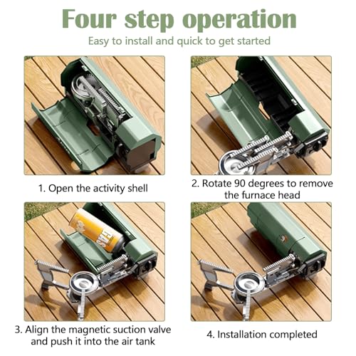 Campingkocher, Faltbar Camping Gaskocher Outdoor Tragbarer Gaskochfeld Gas Kochfeld Gasherd mit Piezozündung mit Faltbar Aluminium Windschutz Für Camping Wandern Und Partys (Ohne Gaskartuschen)