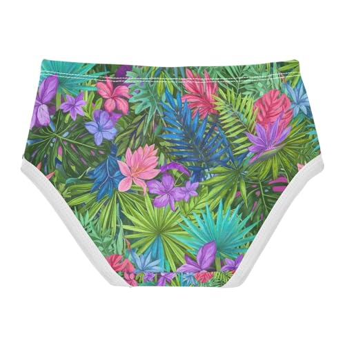Tropical Exotic Flowers Leaves Kids Underwear Girls, Toddler Panties, Girls Underwear Cotton, 2–8 Years2