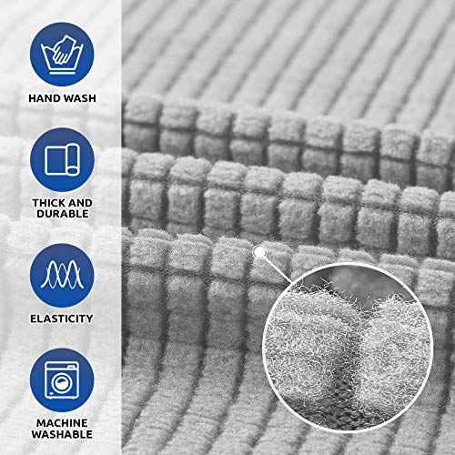 KEKUOU Stretch Single Sofa Slipcover 1 Piece Couch Sofa Cover (31"-55") Furniture Protector 1 Seater Sofa with Elastic Bottom for Kids,Pet.Jacquard Small Checked Pattern Fabric(Small,Silver)