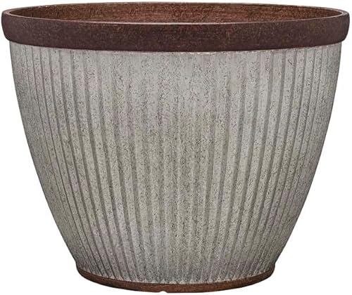 Southern Patio Westlake - Maceta plisada para interiores y exteriores con acabado galvanizado, capacidad de 5.71 cuartos de galón, color plateado