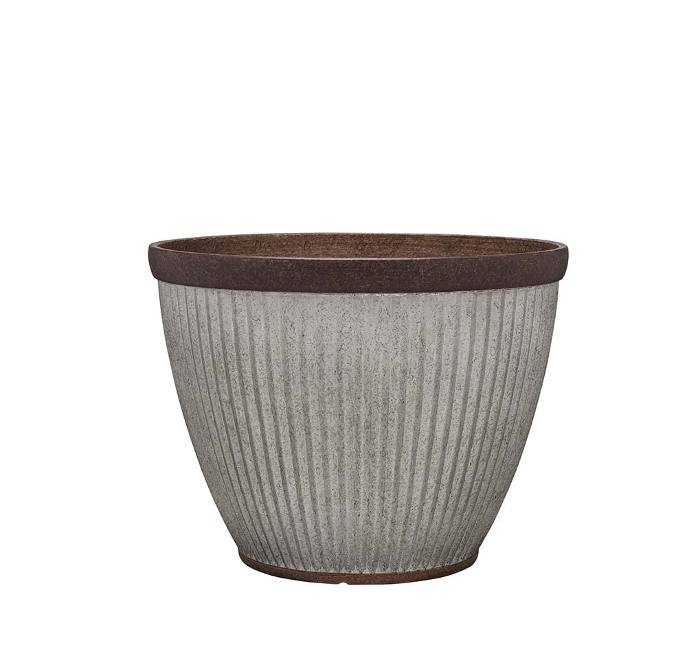 Southern Patio 15" Westlake Indoor/Outdoor Pleated Planter with Drainage Hole, Plug & Galvanized Finish, 19.56 qt. Capacity