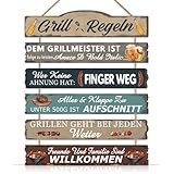 KAIRNE Grill Regeln Dekorationen Lustige Grillmeister Schild Rustikale Grill Wanddeko für Küche Garten Grillplatz Geschenk Grillfans