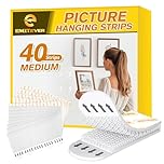 EMITEVER Picture Hanging Strips Heavy Duty, Damage Free Hanging Picture Hangers Kit, Hooks Without Nails, Medium Wall Adhesive Poster Sticky White 20-Pairs (40 Strips)