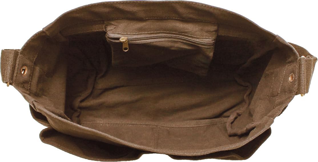 ARMYU Brown Original Heavyweight Cotton Canvas Classic Heavyweight Military Messenger Bag + Streamer