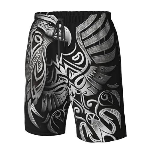 Eagle Tribal Native American Vintage Mens Swim Trunks Swim Board for Teen Shorts Surf Swimming Beach Trunks X-Large White3