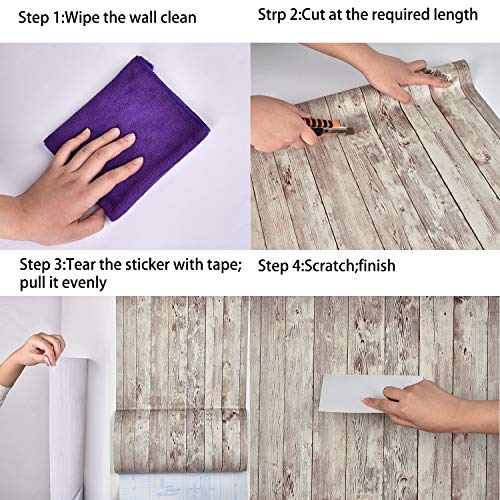 Mecpar Wood Wallpaper 17.71 In×118 In Wood Contact Paper Self Adhesive Removable Wallpaper Wood Plank Wallpaper Wood Peel And Stick Wallpaper Rustic Wood Wall Covering Wood Grain Contact Paper Roll #TOP6