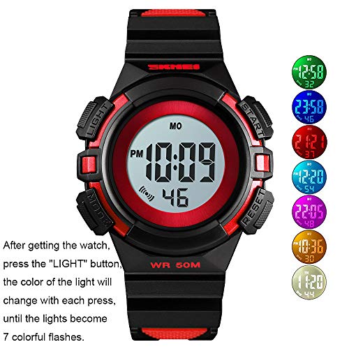 CakCity Kids Watches Digital Outdoor Sport Waterproof Electrical EL-Lights Watches with Alarm Luminous Stopwatch Casual Military Child Wrist Watch Gift for Boys Girls Ages 5-103