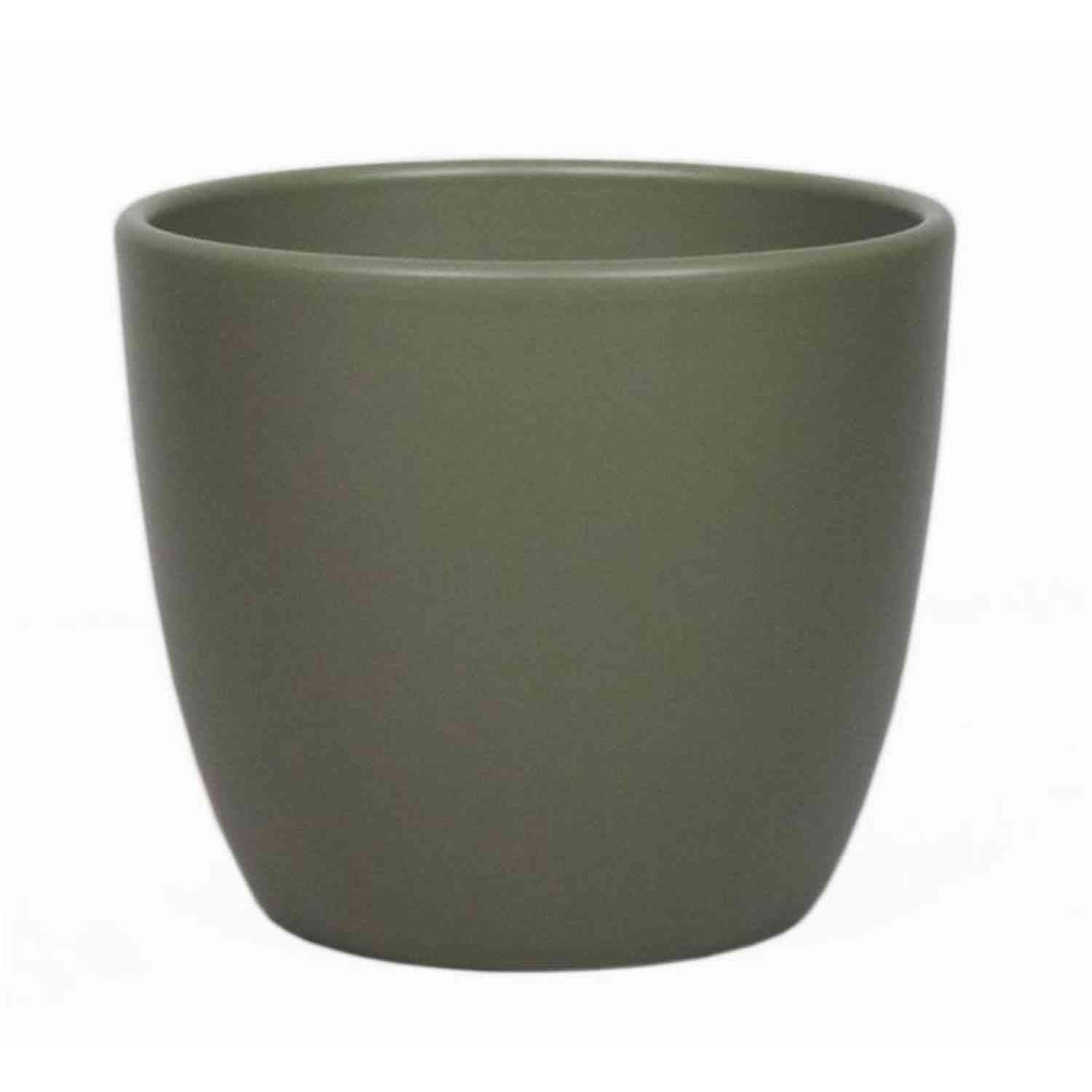 Inna-Glas Green Ceramic Plant Pot, Ø28cm, 25Cm, Olive Matt