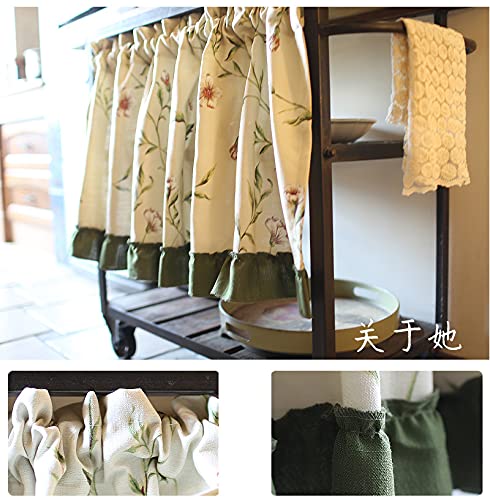 Izielad Tendina Da Cucina Stile Rustico Corta Opaca Con Fiori E