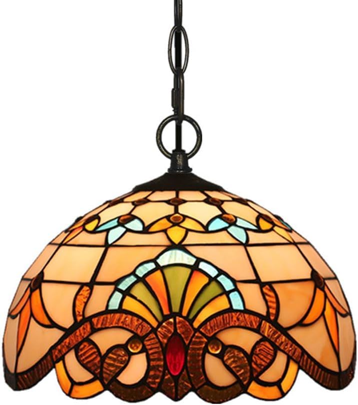 Lampe Suspendue de Tournesol en Vitrail Rustique Haut de Gamme