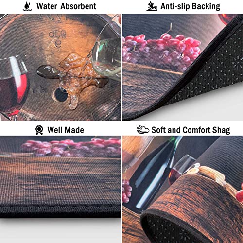 Ouxioaz Rugs And Mats Non Skid Washable Absorbent Microfiber Kitchen Mat For Floor Anti Fatigue, Set Of 2 Wine Kitchen Decor Stain Resistant 17 X47.2+17Inx30In #TOP5