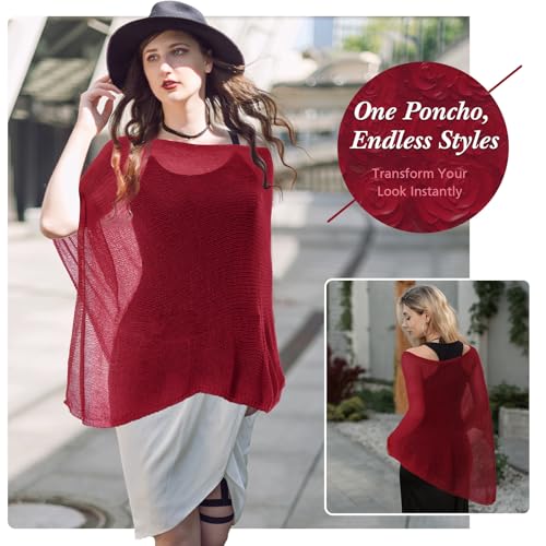 Image of Women Sheer Poncho Shrug Summer Sheer Blouse Top Lightweight Poncho Bolero for Evening Dress