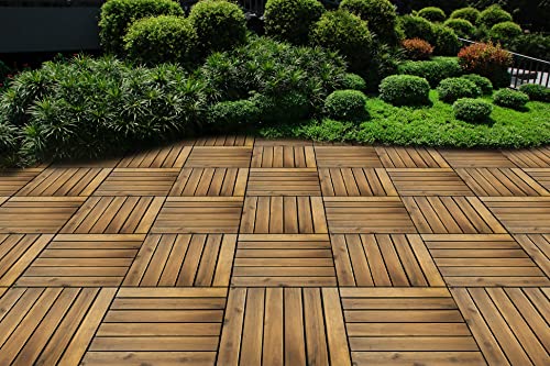Houten tegels/terrasplanken om samen te stellen, van acacia-hardhout, voor tuin, balkon, dakterras, 30 x 30 x 2,5 cm, 6 stuks - Image 5