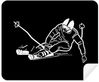 Black Winter Sport Skiing Pattern Illustration Cleaning Cloth Screen Cleaner 2pcs Suede Fabric