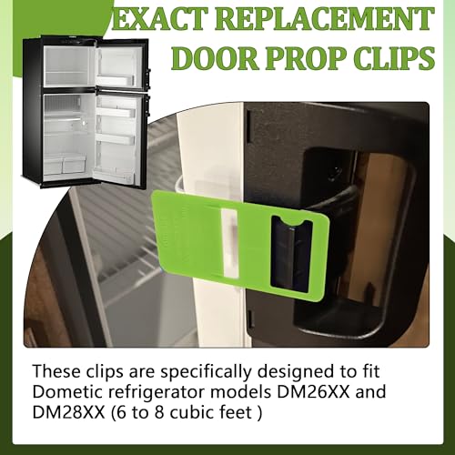 Image of TonGass (2-Pack, Green RV Refrigerator Airing Device Service Kit | Exact Replacement Door Prop Clips Compatible with Dometic Models DM26XX and DM28XX (6-8 Cubic feet Models)