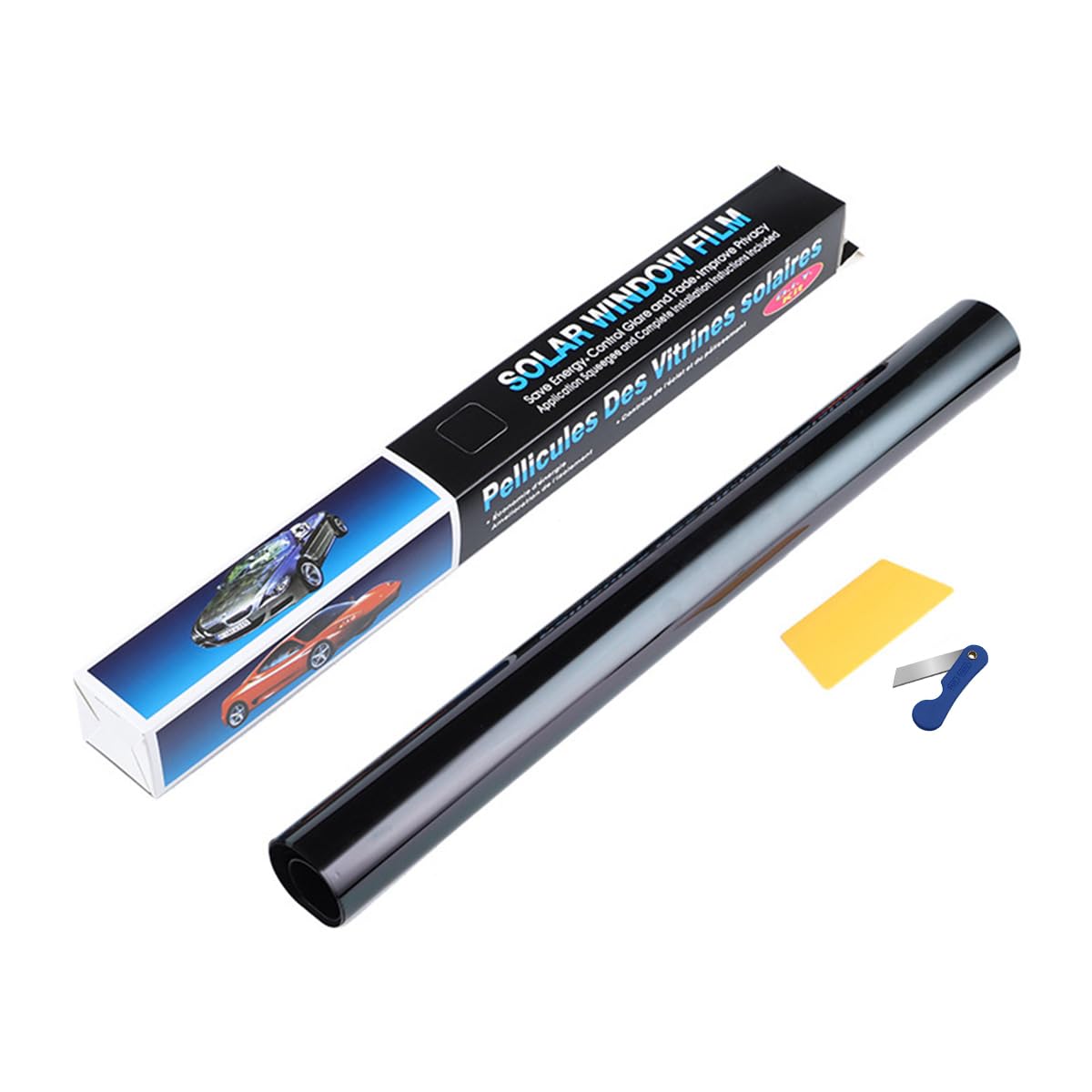 Window Tint Film for Car, Van and Vehicles (50cm x 3m) Car Window Tint Film with Art knife and silicone scraper- Heat Insulation, Sun Protection, Glare and Privacy Film (Smoke Dark Black 15%)