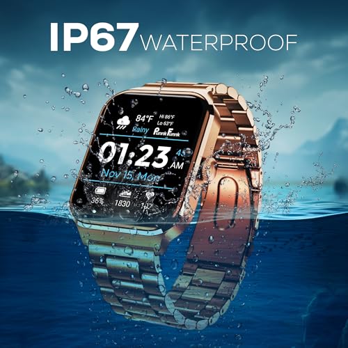 Image of PunnkFunnk NeoLux 1.96 inch HD Display Smartwatch for Men & Women 2025 with 110+ Sports Modes, Heart Rate, Sleep Monitor, IP68 Waterproof, Answer /Make Calls for Android & iOS(Metal Gold)