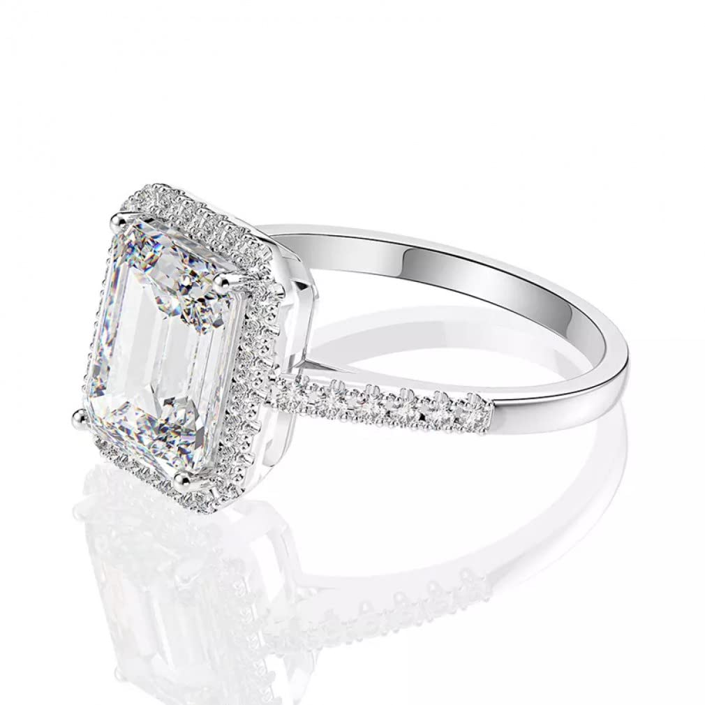 Tummty 925 Sterling Silber 6 Karat Smaragdschliff Moissanite Diamant-Verlobungsringe für Damenschmuck