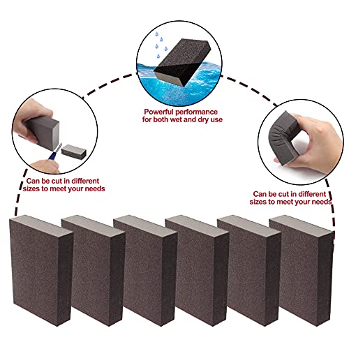 Jersvimc 180 Grit Fine Sanding Block - 12Pcs, Wet Dry Sanding Sponge Foam Sandpaper Block Washable & Reusable Sandpaper Sponge for Drywall Wood Plastic Metal Furniture