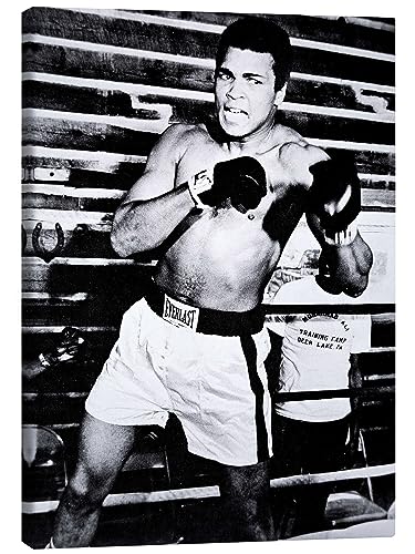 Posterlounge Mohamed Ali Tableau sur toile 50 x 70 cm Noir et blanc Tableaux Décoration murale