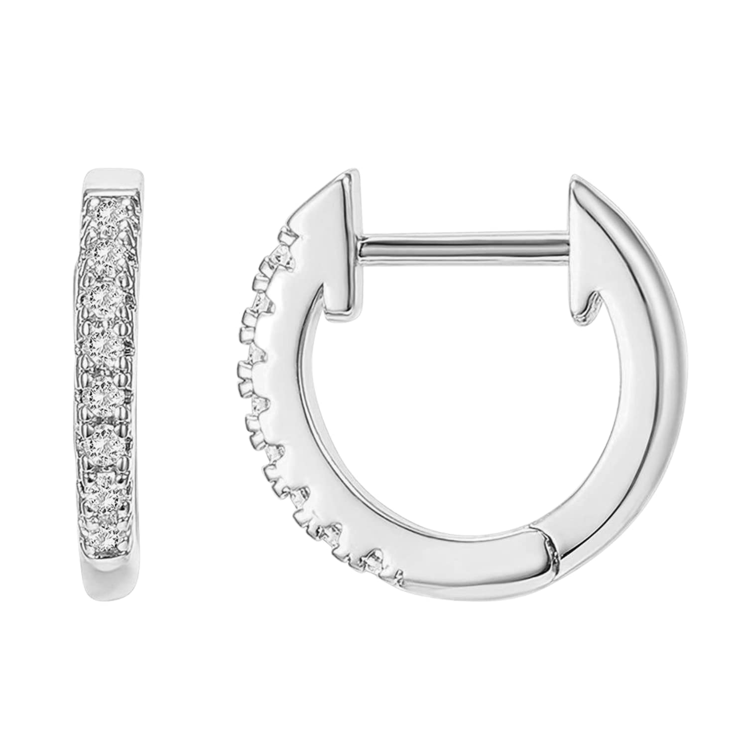 HIGHSPARK 925 Silver Huggie Hoop Earrings | 92.5 Sterling Silver and Stunning Shine Sparkling Zirconia | Lovely Gift for Women & Girls - Silver (B099PMDM9L) Amazon Price History, Amazon Price Tracker