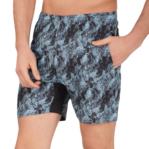 Image of GYMIFIC Sports Training Running Dry Fit Solid Shorts for Men (Pack of 2) (XL, Black /TBLUE)