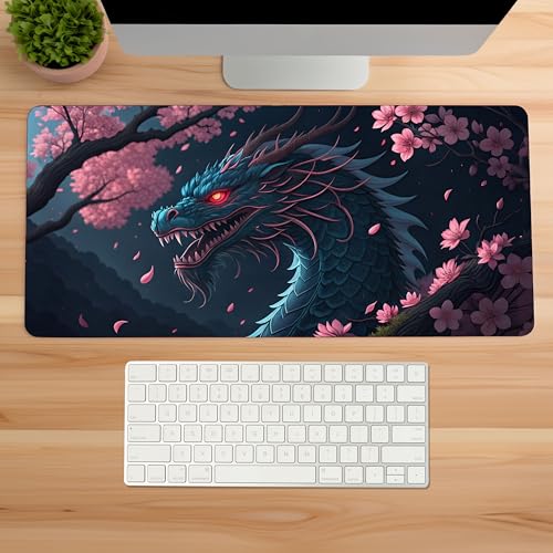 Image of Twilight Dragon Premium Desk Mat | Anti-Skid | Anti-Slip | 90 * 42 cm | Laptop Mat for Work from Home /Office /Gaming- Extended Mouse pad and Keyboard Desk mat