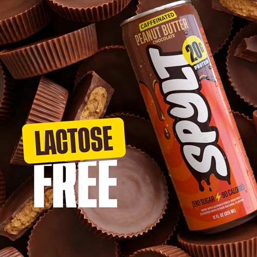 Image of Spylt High Protein Peanut Butter Chocolate Milk with 60mg Caffeine & 20g Protein - 90 Calories, Ready to Drink, Sugar Free, Lactose Free Milk, Perfect for Workout Recovery & Afternoon Pick Me Up - 12 Count - Packaging May Vary
