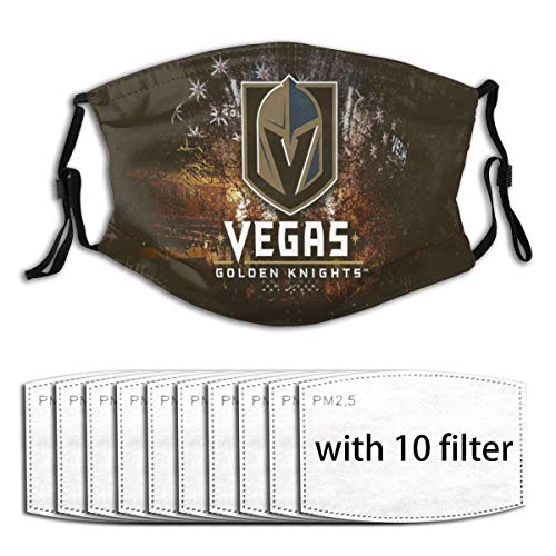 Las Vegas Golden Hockey Fans Reusable Mouth Cover Face Scarf for Men Women Sports/Outdoor with 10 Filter